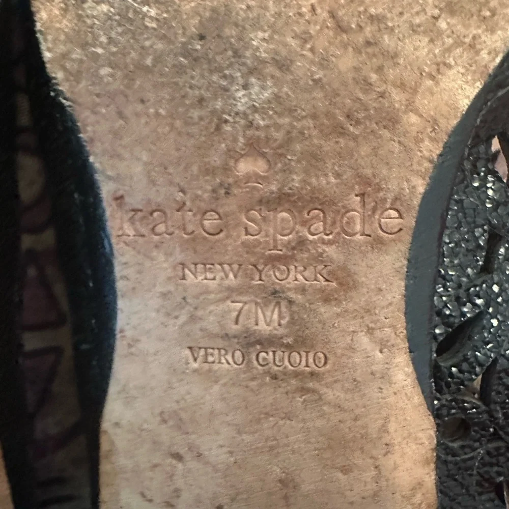 Kate Spade Black Metallic Cutout Flats Size 7
